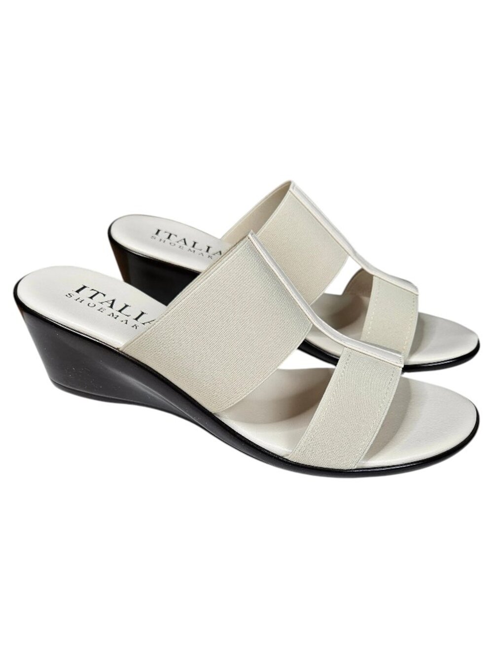Italian Shoemakers Made in Italy Sadey Stretch Elastic Wedges, Size 7, Natural
